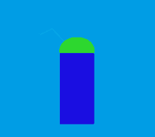 a blue cylinder with a green top and a straw