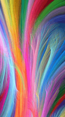 a painting of a rainbow colored swirl of colors