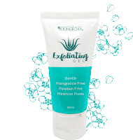 a bottle of youngcha exfoliating gel with a floral background