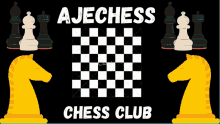 a poster with chess pieces and the words ajechess chess club on it