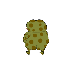 a cartoon of a frog with brown spots on it