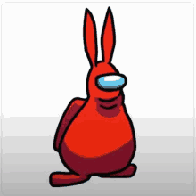 a red rabbit is sitting on a white surface in among us .