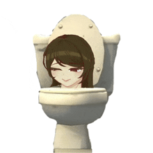 a toilet with a girl 's head on it