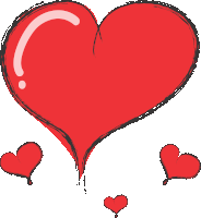 a large red heart surrounded by smaller hearts