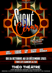 a poster for signe cesar shows the cast