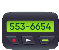 a black pager with the number 553-66854 on it