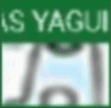 a blurry picture of a green sign that says as yagui