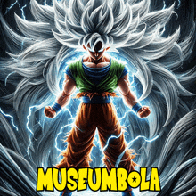 a poster of a cartoon character with the words museumbola in yellow letters