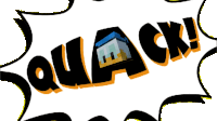 a logo that says quack on it with a house on it