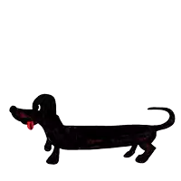 a black dog with a red tongue sticking out