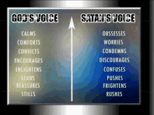 a graphic showing the difference between god 's and satan 's voice