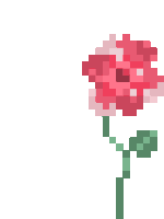 a pixel art illustration of a pink flower with a green stem