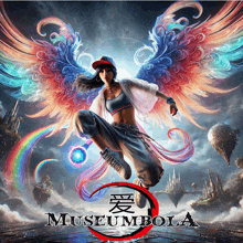 a poster of a woman with wings and the words museumbola on the bottom