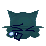 a pixel art drawing of a cat with a tear in its eye