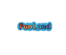 a colorful logo for funland is displayed on a white background