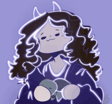 a cartoon drawing of a girl with curly hair