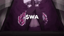 a purple background with swa written on it