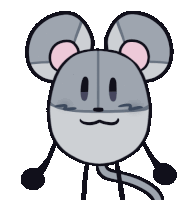 a cartoon mouse with a pink ear and a tail