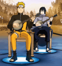 a cartoon character playing a banjo and another playing a guitar