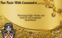 a gold background with the words fun facts with cassandra at the top