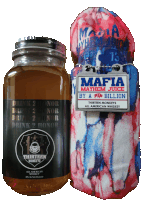 a jar of mafia mayhem juice sits next to a bag of mafia mayhem juice