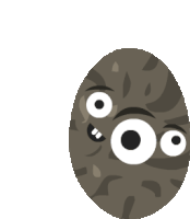 a cartoon drawing of a dirty egg with a face