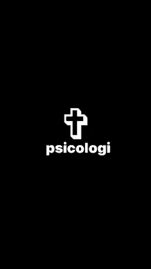 a white cross with the word psicologi on a black background