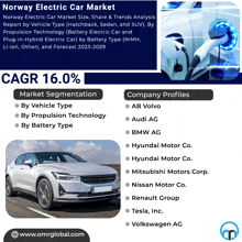 an advertisement for the norway electric car market shows a white car