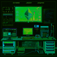 an illustration of a computer with os-eateb jaszen and poqphec written on it