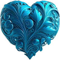 a blue heart with swirls on a white background