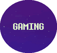 a purple circle with the words gaming in white letters