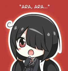 a cartoon drawing of a girl with the words " ara ara " written above her