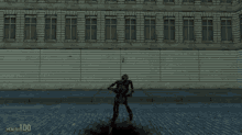 a screenshot of a video game shows a zombie with 100 health