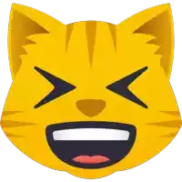 a yellow cat with its eyes closed and a big smile on its face