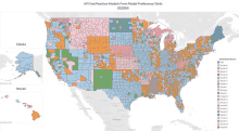 a map of the united states showing the first position models from model preference table