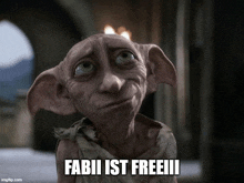 a picture of a dobby from harry potter with the caption fabii ist free iii