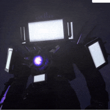 a robot with a purple light in the middle of it