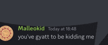 a message from malleokid today at 18:48 you 've gytt to be kidding me