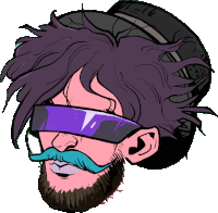 a cartoon drawing of a man with a beard and mustache wearing sunglasses