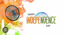 a happy independence day greeting card with an indian flag and a lighthouse .