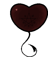 a drawing of a heart with a pentagram on it and a tail