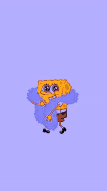 spongebob wearing a purple scarf on a purple background .