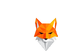 a low poly fox head with a white tail