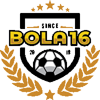 a black and gold logo for bola16 with a soccer ball