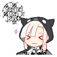 a cartoon of a girl with a cat ear giving a thumbs up and the words you 're the best above her