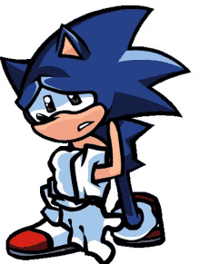 a cartoon drawing of sonic the hedgehog sitting down