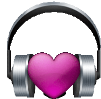 a pair of headphones with a pink heart inside