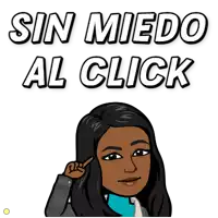 a cartoon of a woman with the words sin miedo al click below her