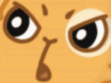 a close up of a cartoon character 's face with an angry look on his face .