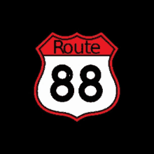 a red and white route 88 sign with the number 88 on it